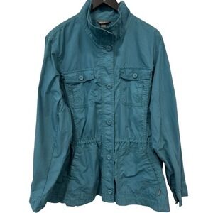 Women's Medium Military Style Utility Jacket Coat Teal Green